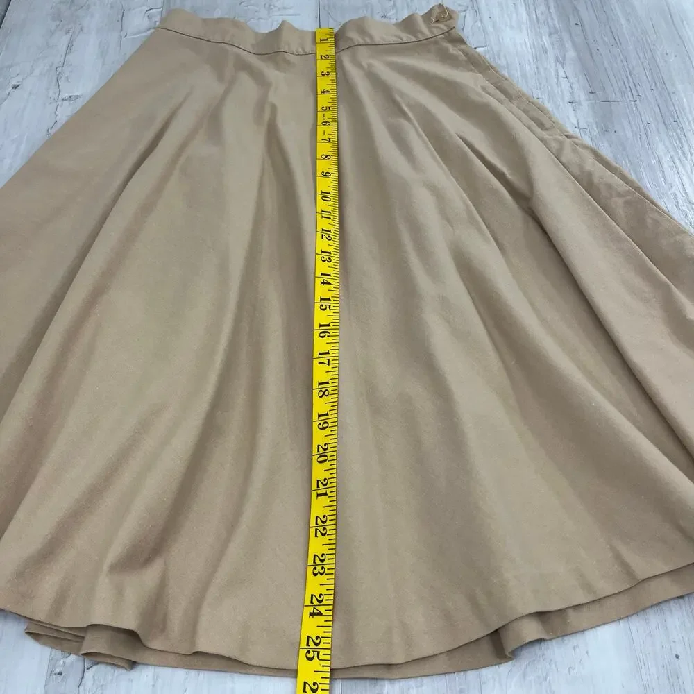 Mr Mort Tan Khaki A Line Basic Plain Modest Flowy Lightweight Vintage Skirt